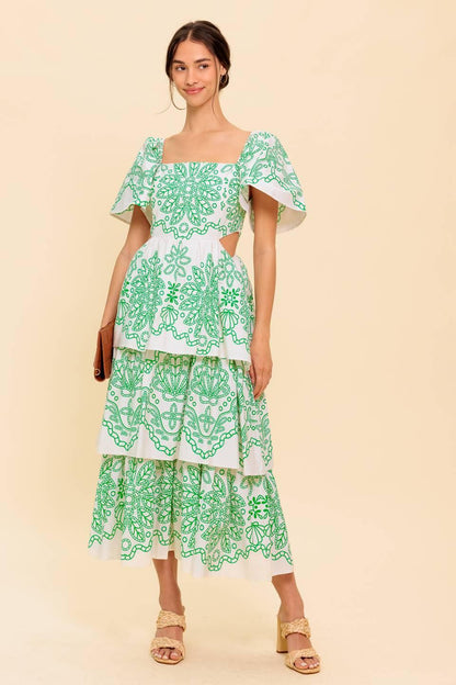 SHE'S A VISION WOVEN MIDI DRESS
