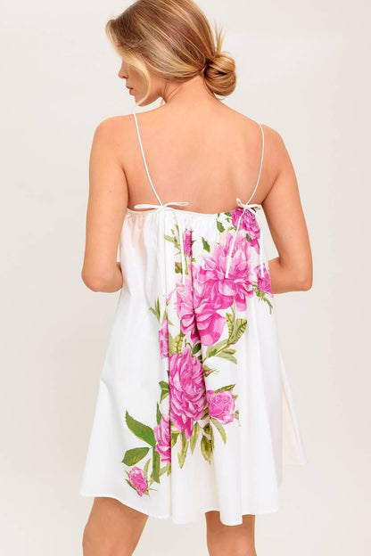 GARDEN WHISPERS PINK FLORAL WOVEN MINI DRESS