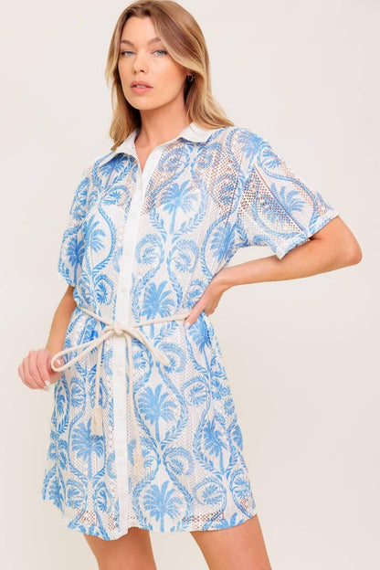 GENTLE SPIRIT WOVEN LACE MINI DRESS