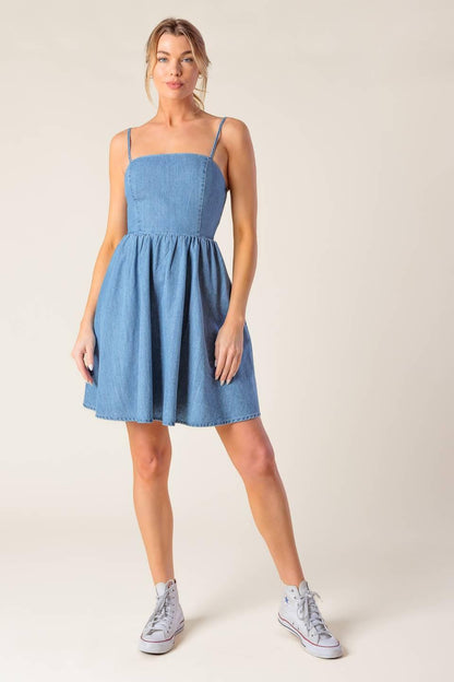 BACK IN LOVE DENIM MINI DRESS
