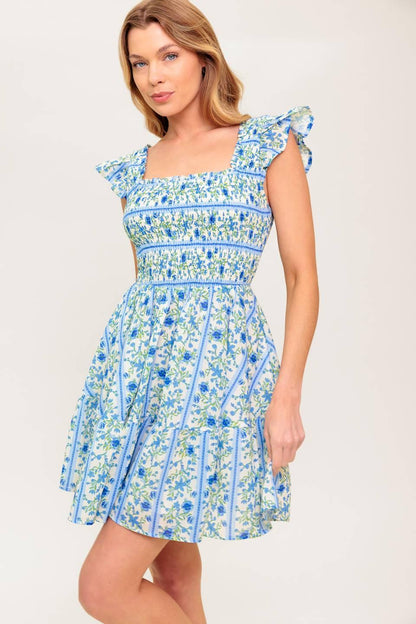 FAIRFAX GERANIUM WOVEN MINI DRESS