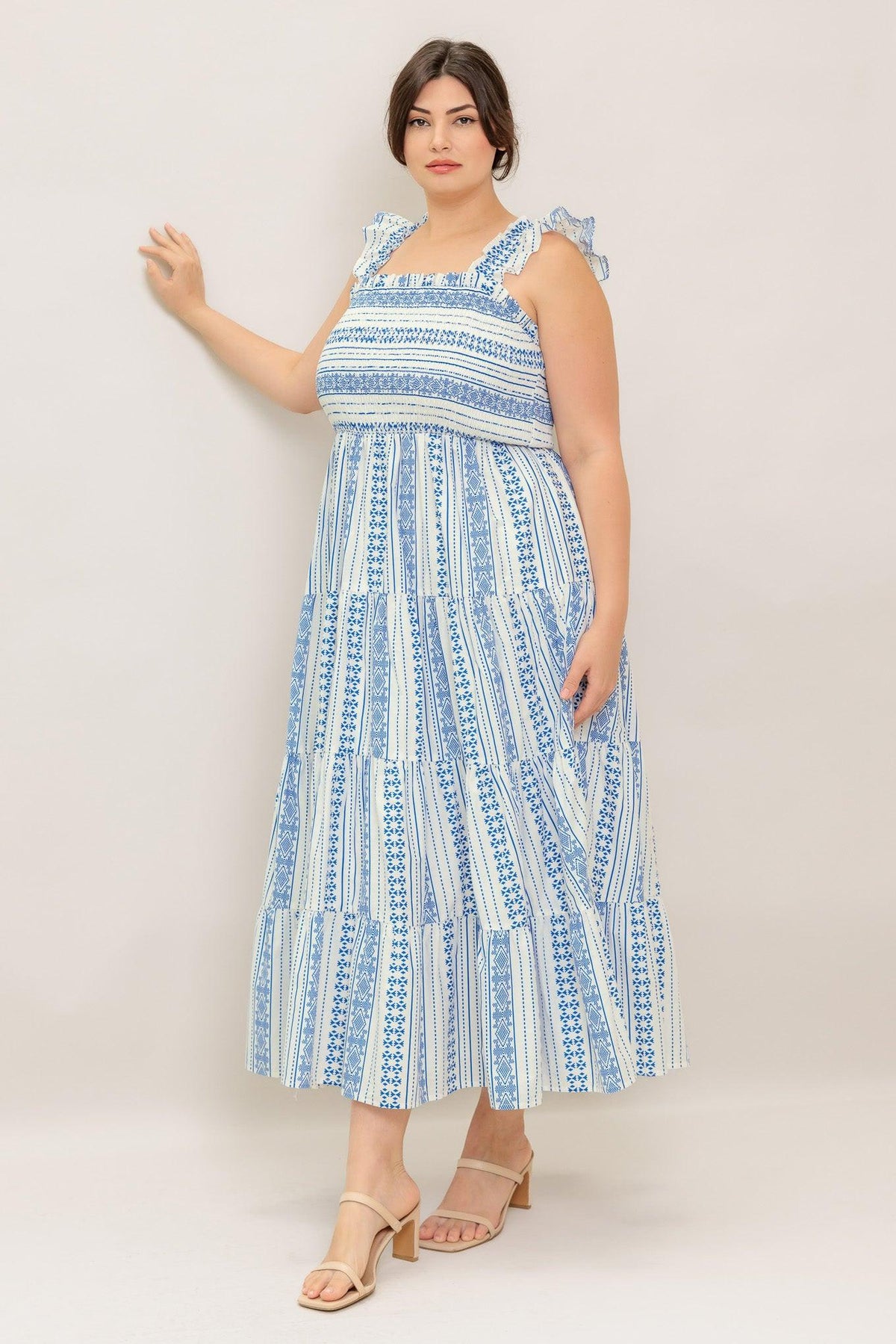 MIDSUMMER PETALS WOVEN MIDI DRESS