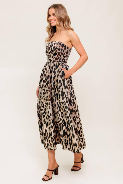 FLUTTER GLOW BALLET WOVEN MIDI DRESS
