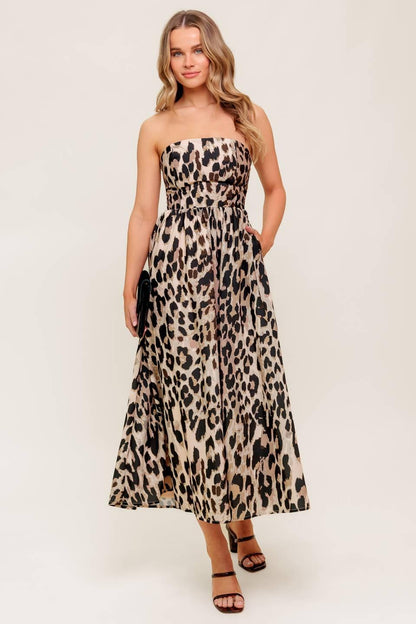 FLUTTER GLOW BALLET WOVEN MIDI DRESS