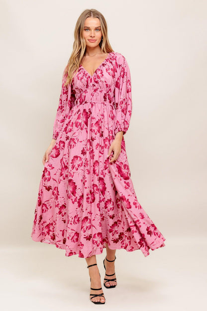 HONEY BUN MOUVE WOVEN MIDI DRESS