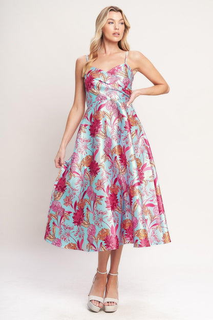 ELEVATED GARDEN WOVEN MIDI DRESS