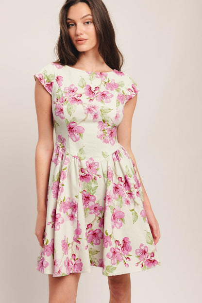 BLOSSOM BABE WOVEN MINI DRESS