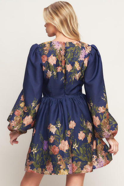 NOCTURNE IN BLOOM WOVEN MINI DRESS
