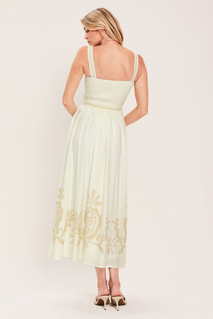 MOONLIT GARDEN WOVEN MIDI DRESS