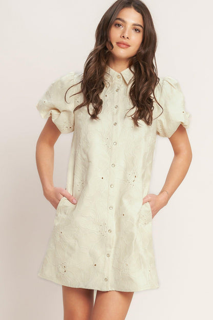 BREATHABLE WEAVE WOVEN MINI DRESS