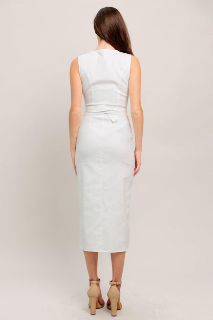 ROUGE ROMANCE TWILL MIDI DRESS