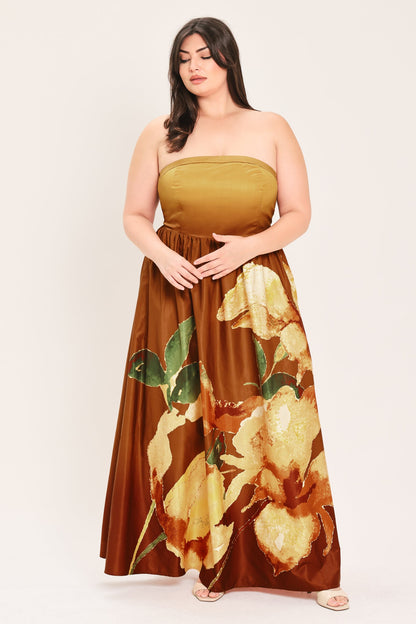 GOLDEN ROSE AFTERGLOW WOVEN MAXI DRESS