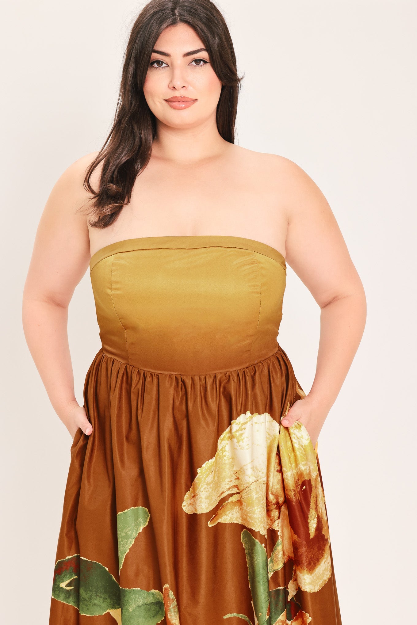 GOLDEN ROSE AFTERGLOW WOVEN MAXI DRESS