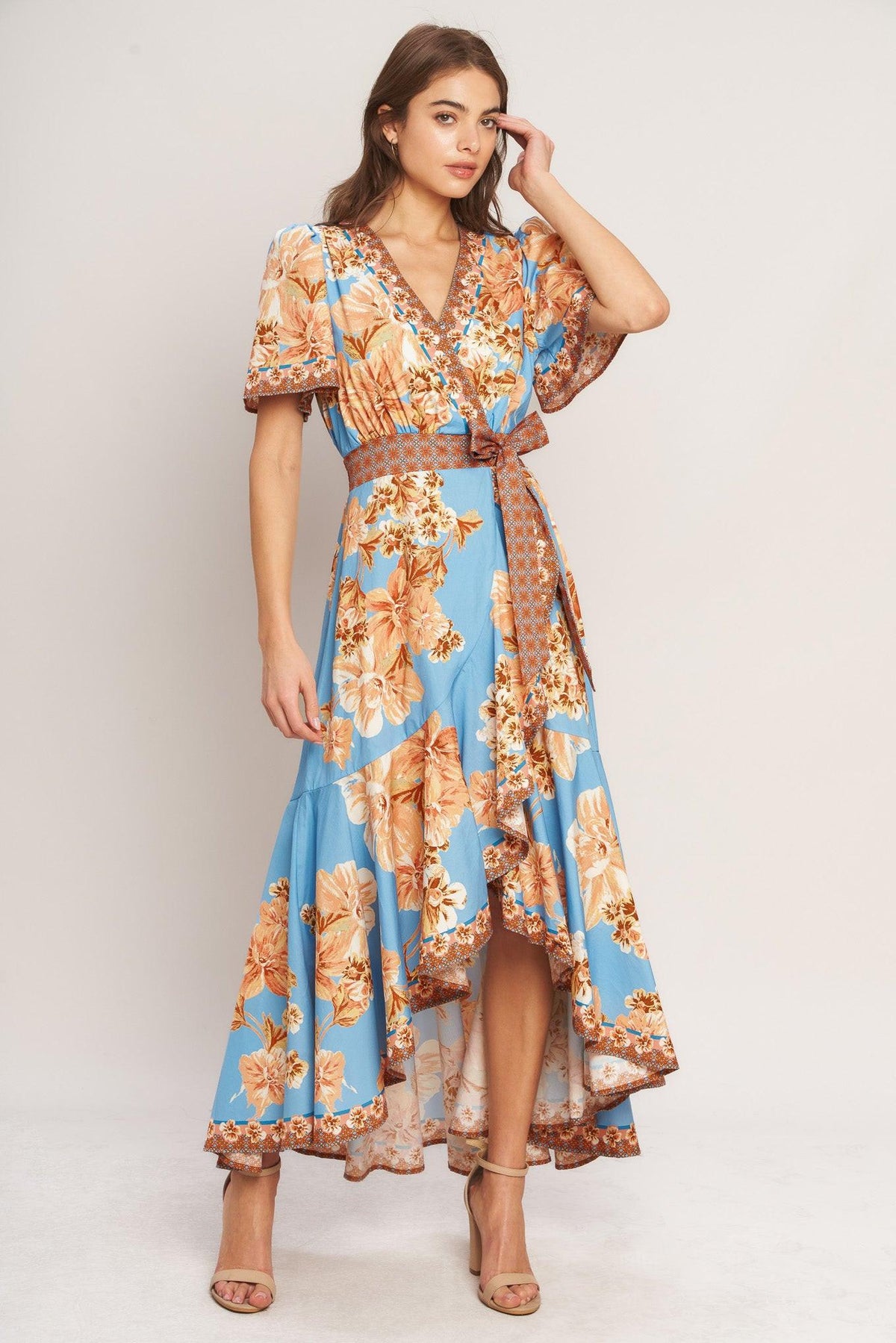 HAVANA HEAT WOVEN HI-LO MIDI DRESS