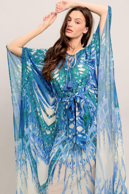 JUST LANDED IN PARADISE WOVEN KAFTAN MAXI DRESS