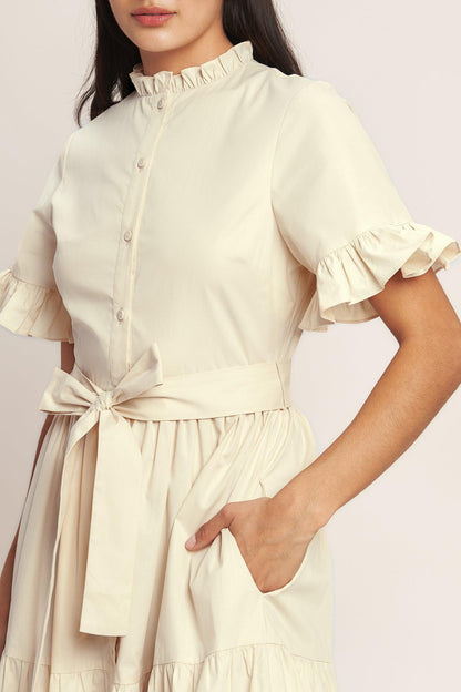 FEELS LIKE A COMPLIMENT WOVEN MIDI DRESS