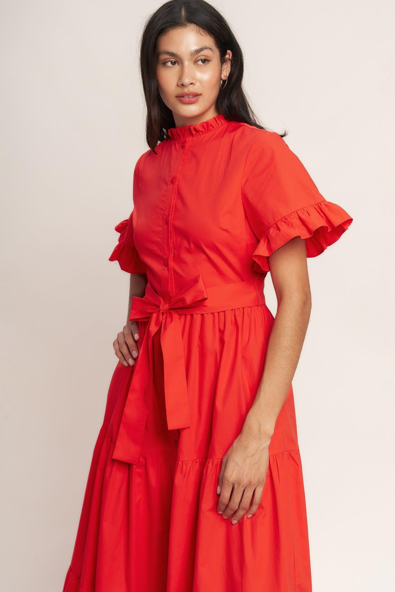 FEELS LIKE A COMPLIMENT WOVEN MIDI DRESS