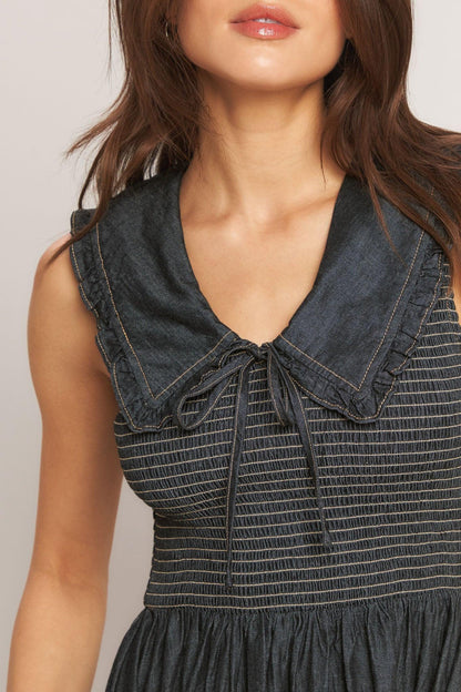DARK ELEGANCE WOVEN MIDI DRESS