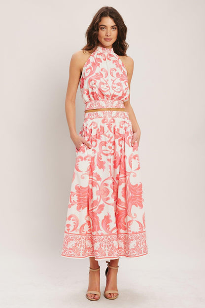 AMALFI SUNSET WOVEN MIDI FULL SKIRT