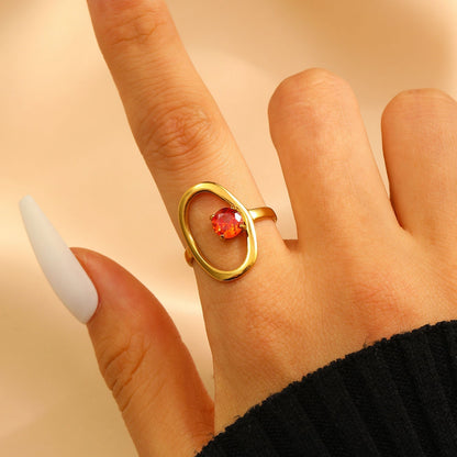 Stainless Steel Zircon Line Ring