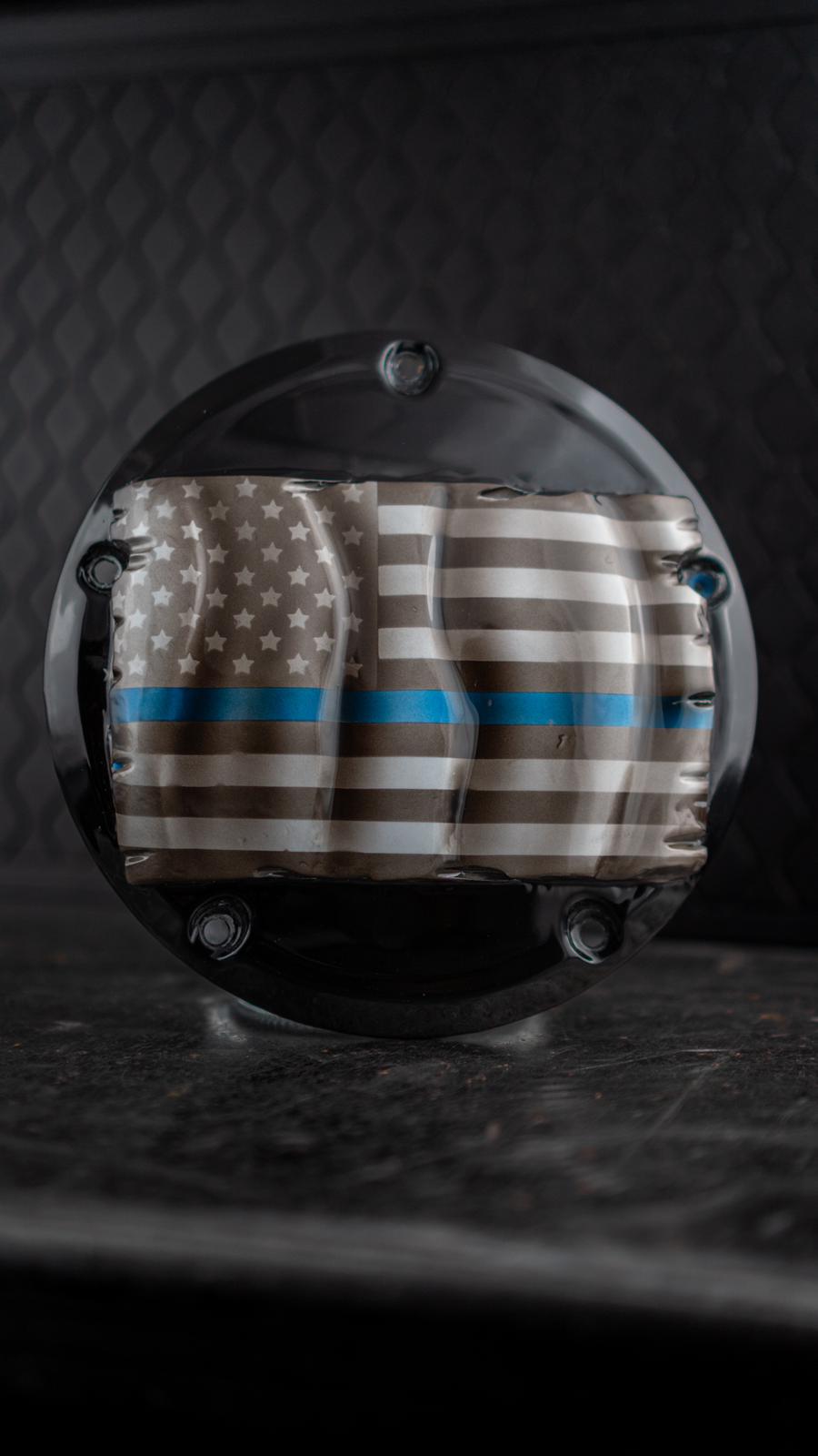 3D tattered American flag with script derby cover