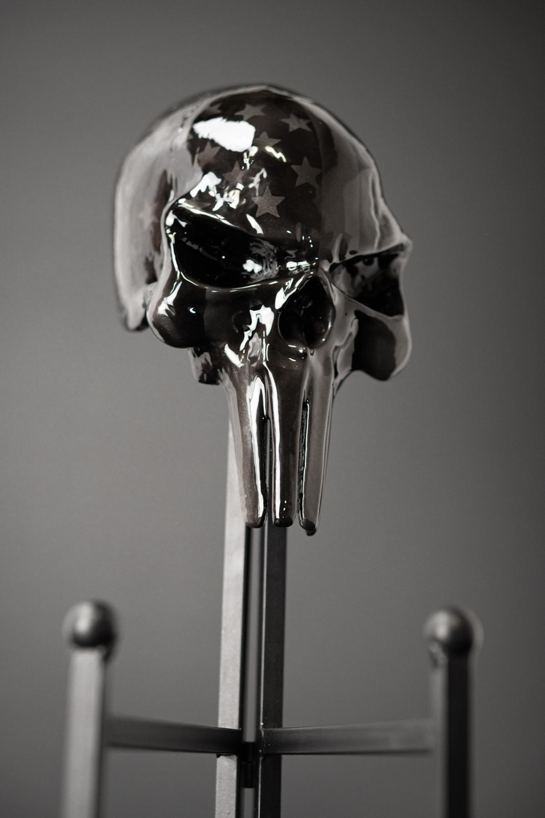 3D ghosted American flag Punisher SKULL horn cover