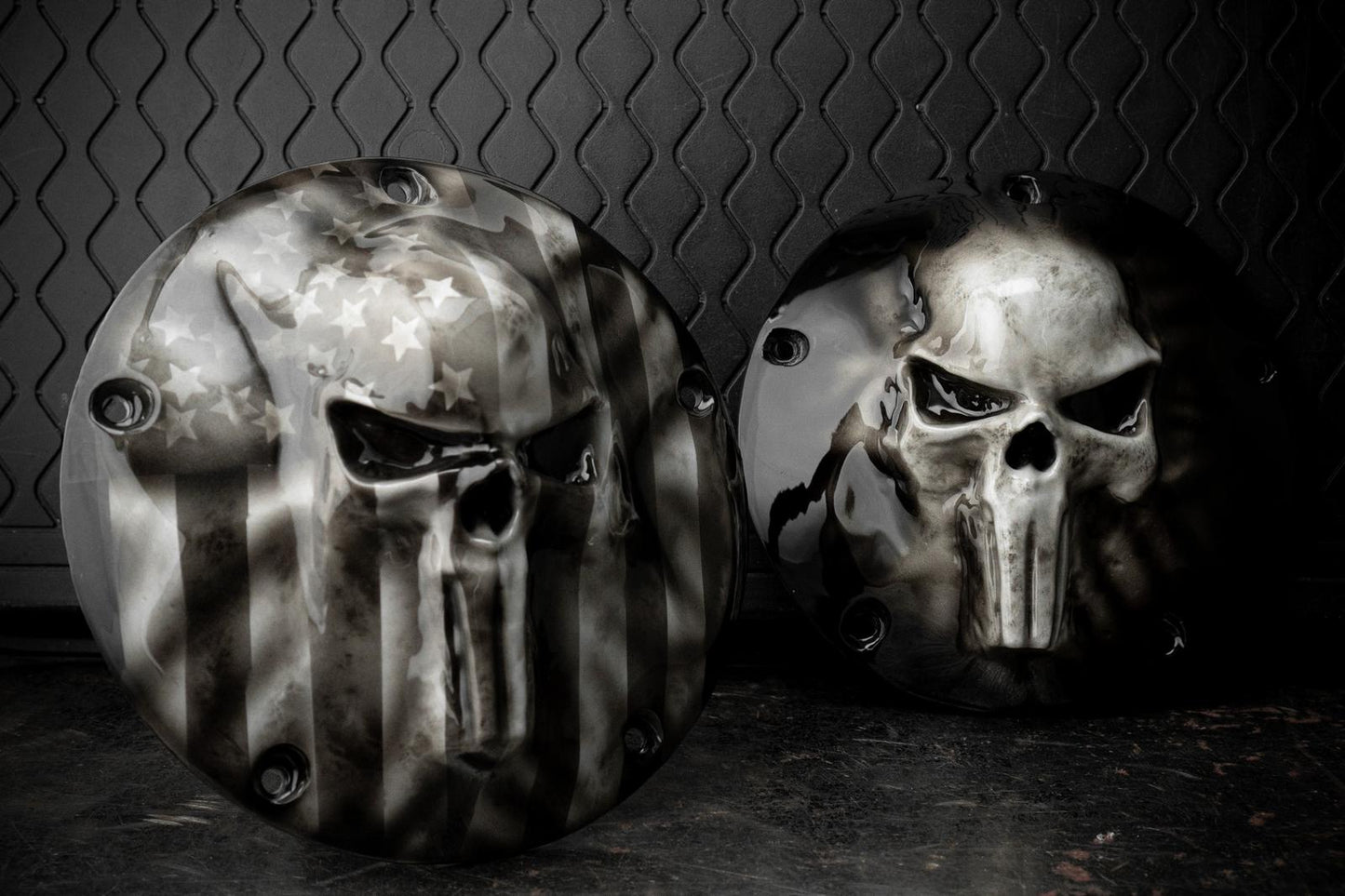 Punisher skull Harley derby cover