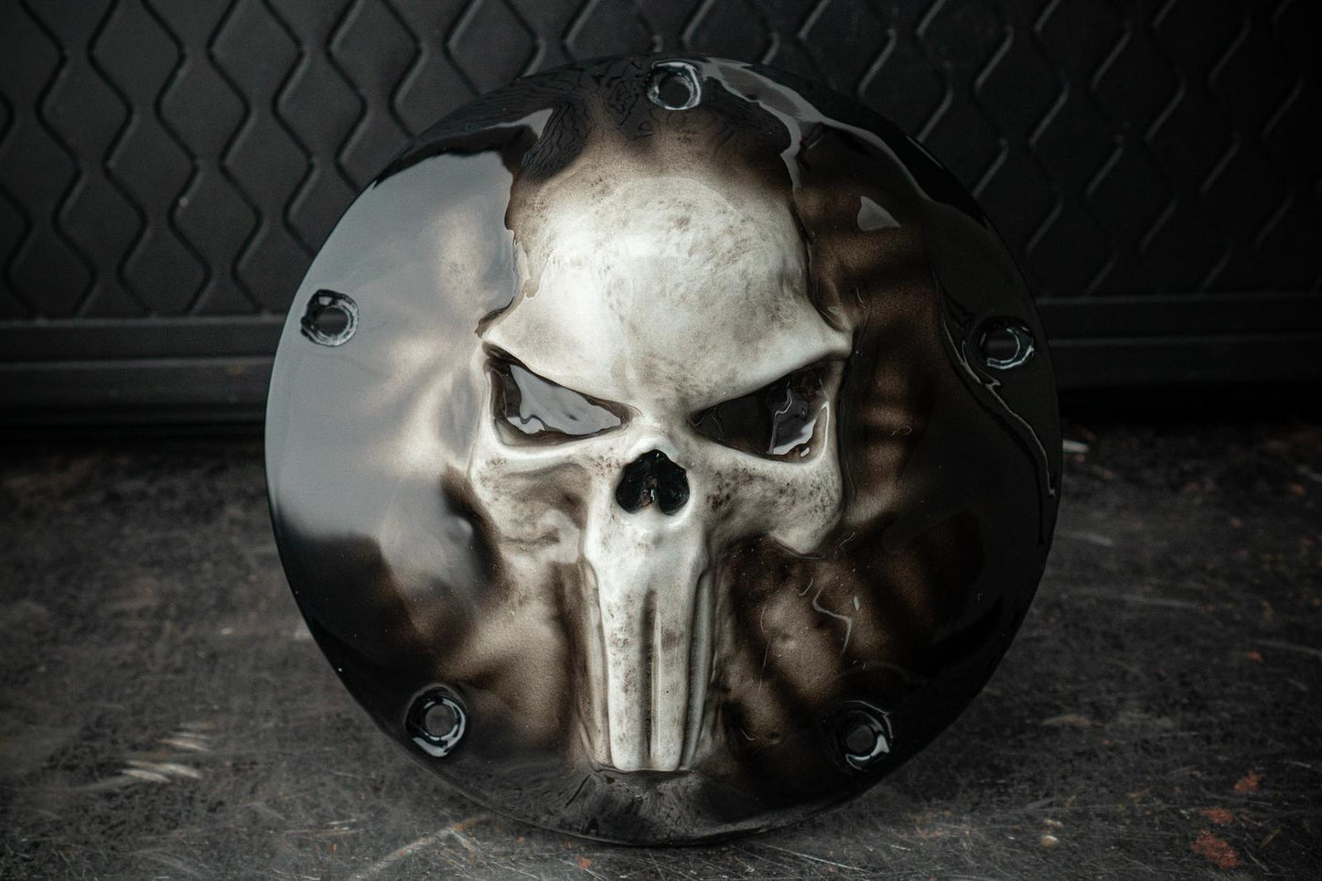 Punisher skull Harley derby and points cover