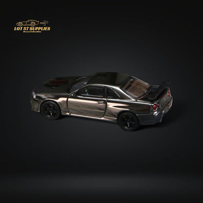 Street Weapon Skyline GT-R R34 V-SPEC-II Chrome 1:64