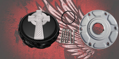 23.5+ Celtic cross themed fuel cap assembly