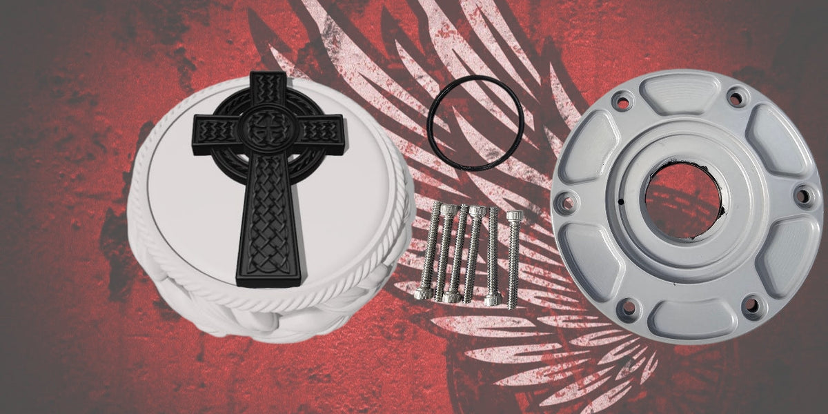 23.5+ Celtic cross themed fuel cap assembly