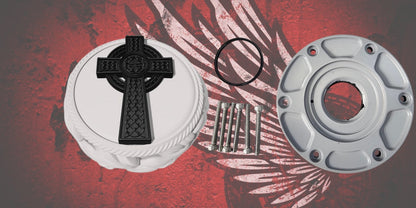 23.5+ Celtic cross themed fuel cap assembly