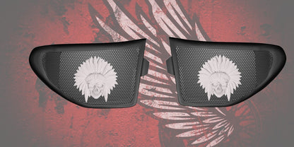 14 to 17 Indian skull warbonnet themed inner speaker grills set