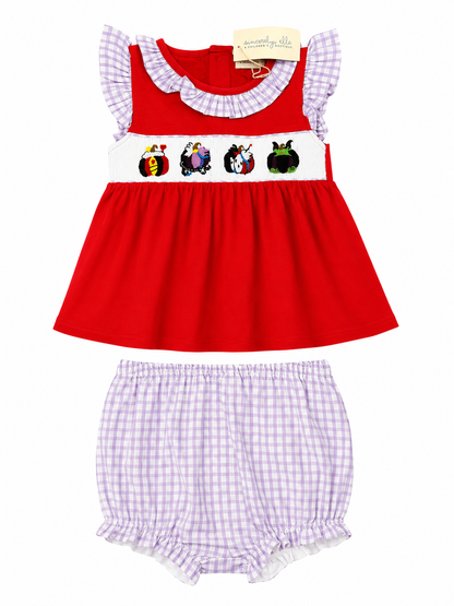 Villain Pumpkin Handsmocked Bloomer Set