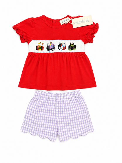 Villain Pumpkins Handsmocked Short Set