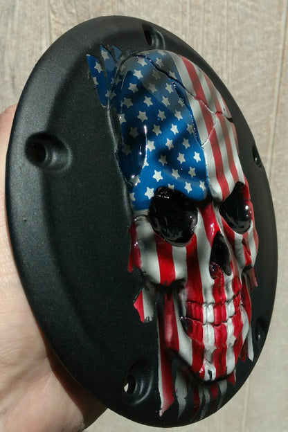 3D Skull full color and textured background Harley derby cover
