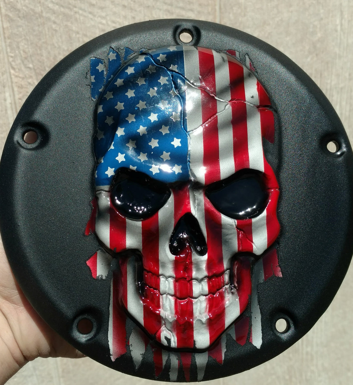 3D Skull full color and textured background Harley derby cover