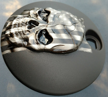 Skull American flag Harley fuel door