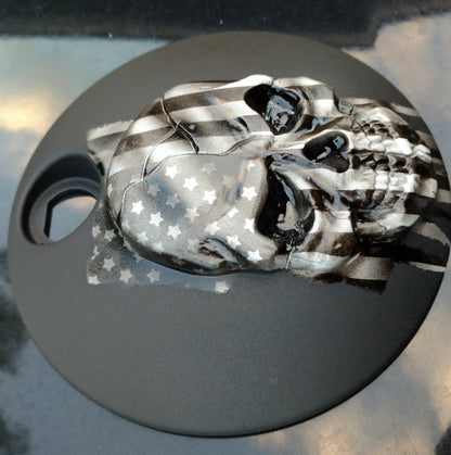 Skull American flag Harley fuel door