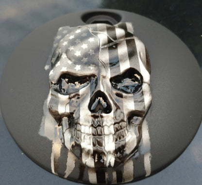Skull American flag Harley fuel door