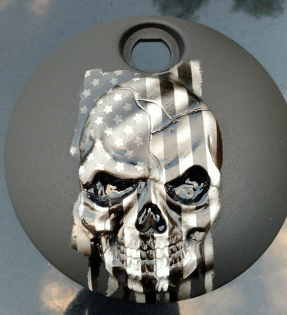 Skull American flag Harley fuel door