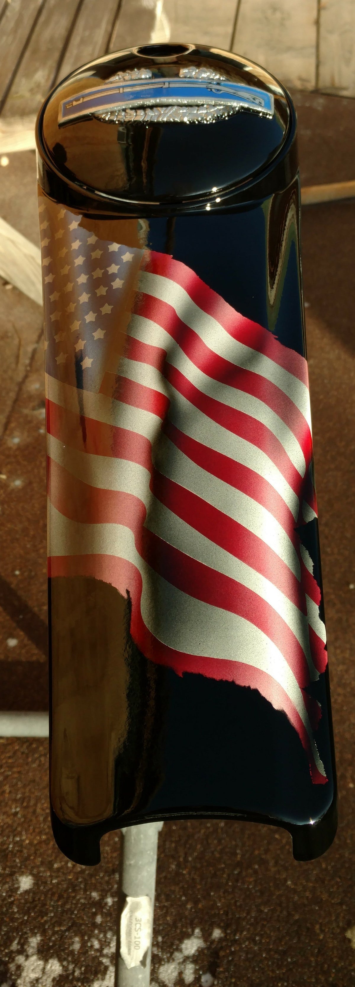 Combat Infantry badge and American flag console