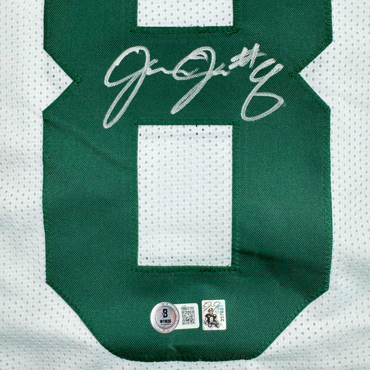 Autographed/Signed Josh Jacobs Green Bay White Football Jersey Beckett BAS COA