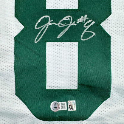 Autographed/Signed Josh Jacobs Green Bay White Football Jersey Beckett BAS COA