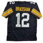 Autographed/Signed Terry Bradshaw Pittsburgh Black Football Jersey Beckett BAS COA