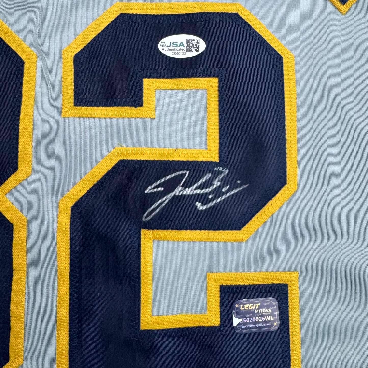 Autographed/Signed Jacob Misiorowski Milwaukee Grey Baseball Jersey JSA COA
