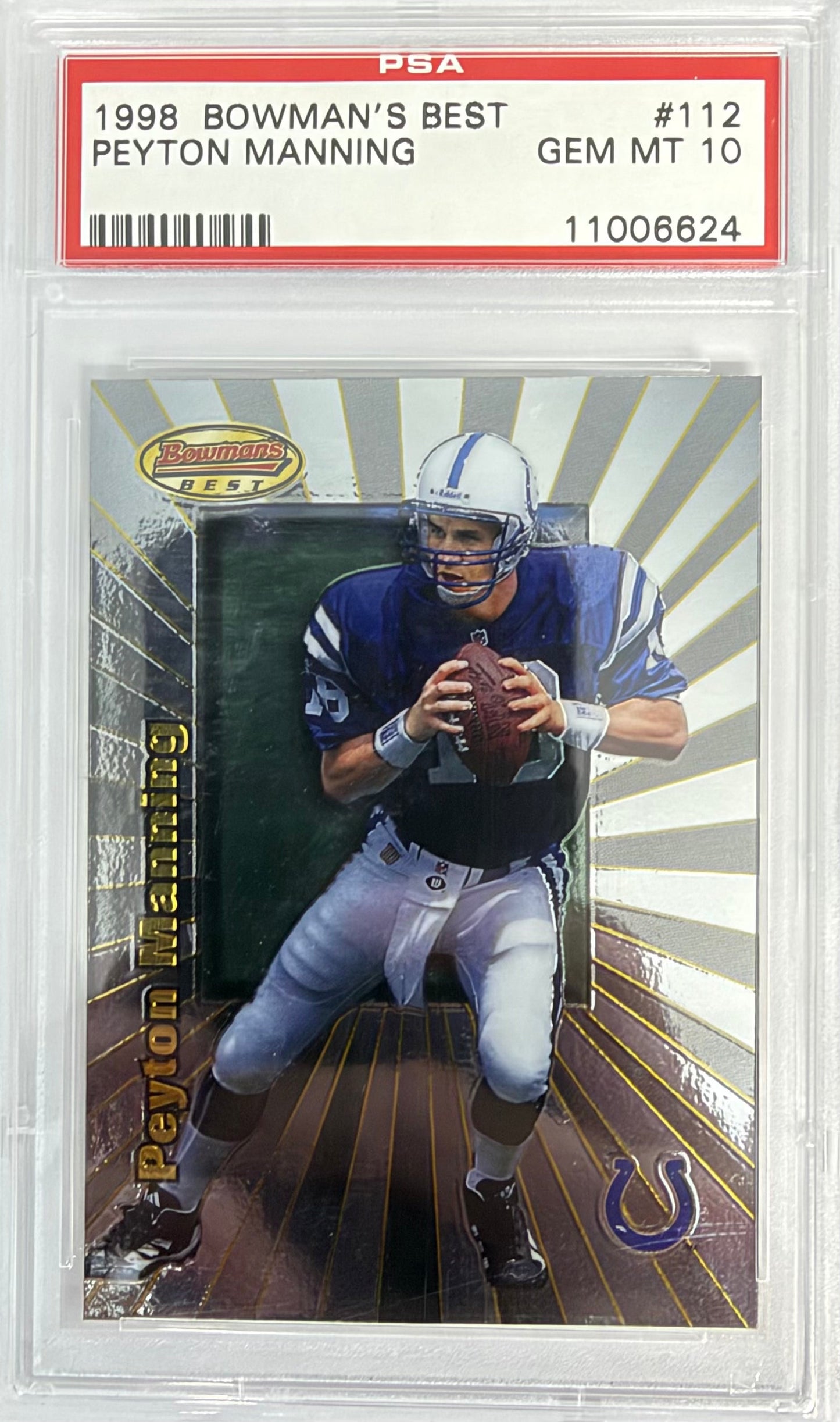 Graded 1998 Topps Bowmans Best Peyton Manning #112 Rookie RC Football Card PSA 10 Gem Mint