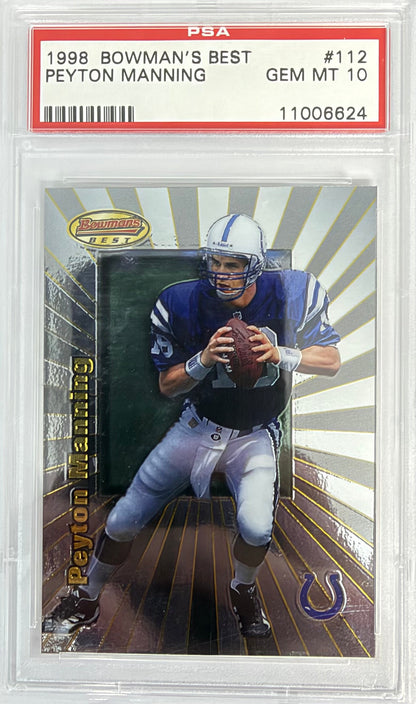 Graded 1998 Topps Bowmans Best Peyton Manning #112 Rookie RC Football Card PSA 10 Gem Mint