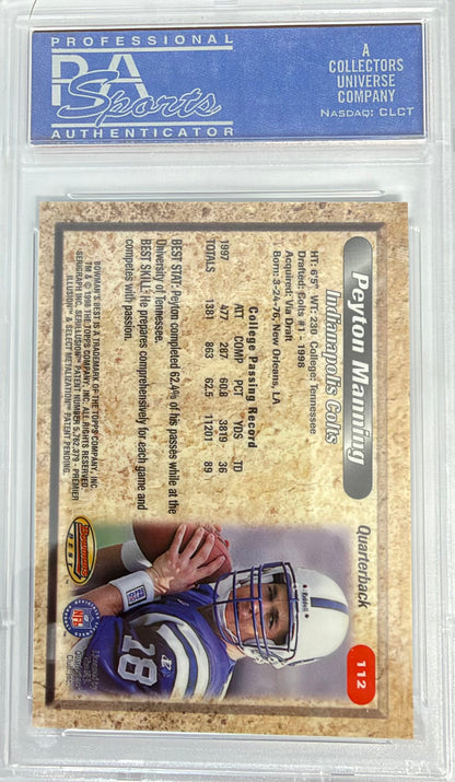 Graded 1998 Topps Bowmans Best Peyton Manning #112 Rookie RC Football Card PSA 10 Gem Mint