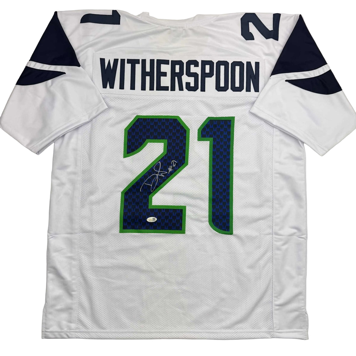 Autographed/Signed Devon Witherspoon Seattle White Football Jersey JSA COA